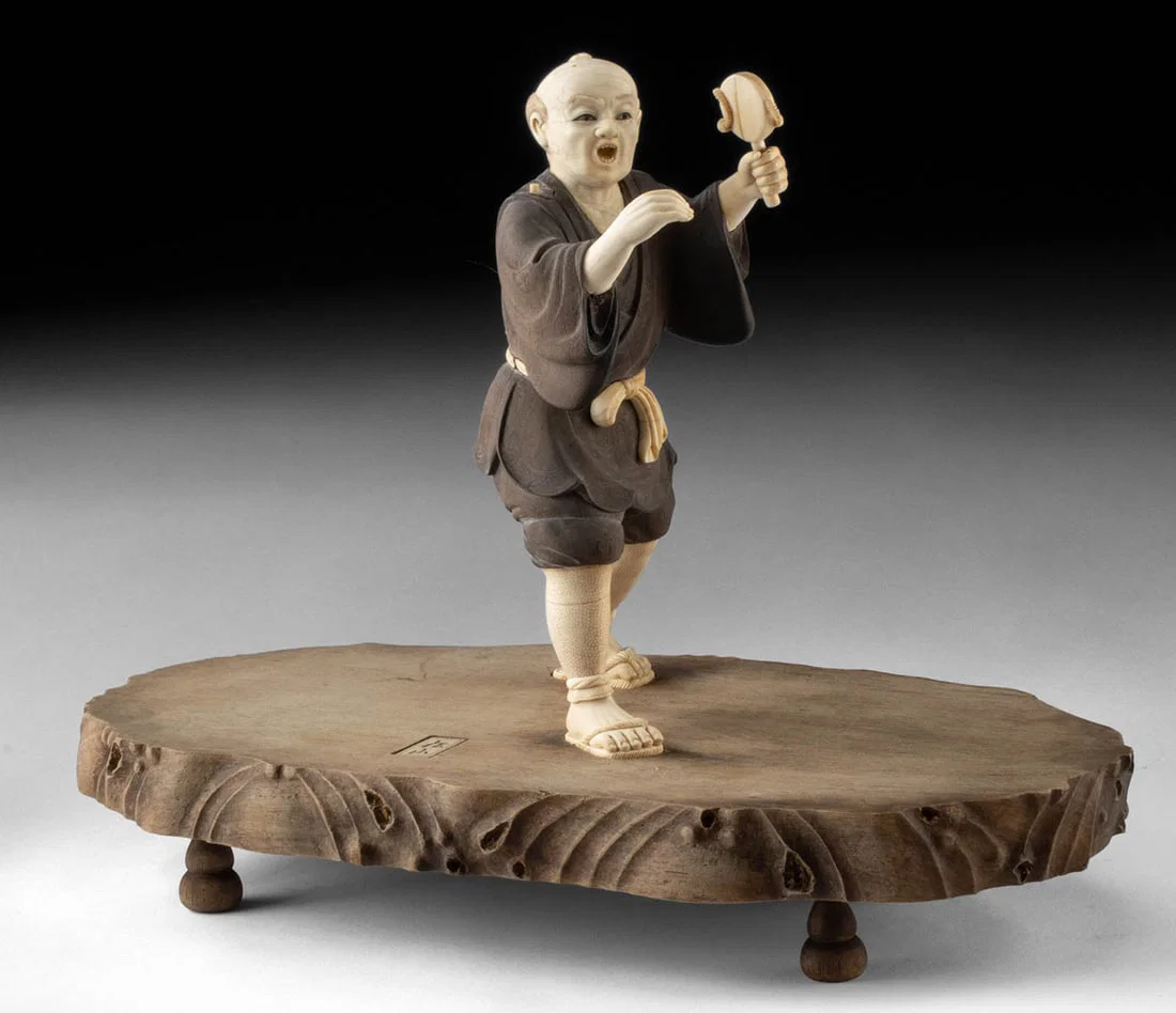 Japanese Meiji Ivory Figure - Warrior by Matsuyama