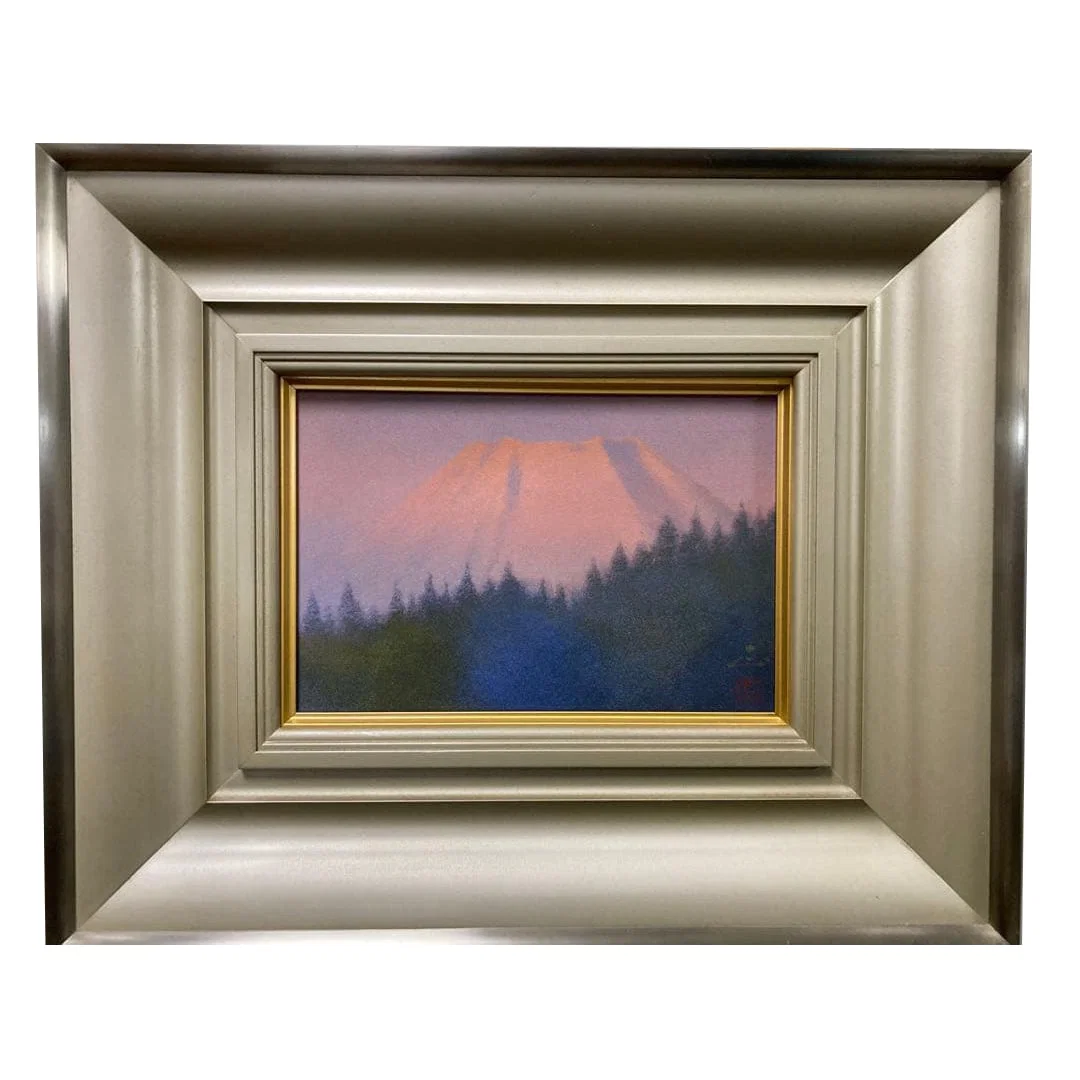 Japanese Painting, Authentic Work, Mineral Pigment Landscape Painting by Kawamoto Tadashi, "Fugaku"