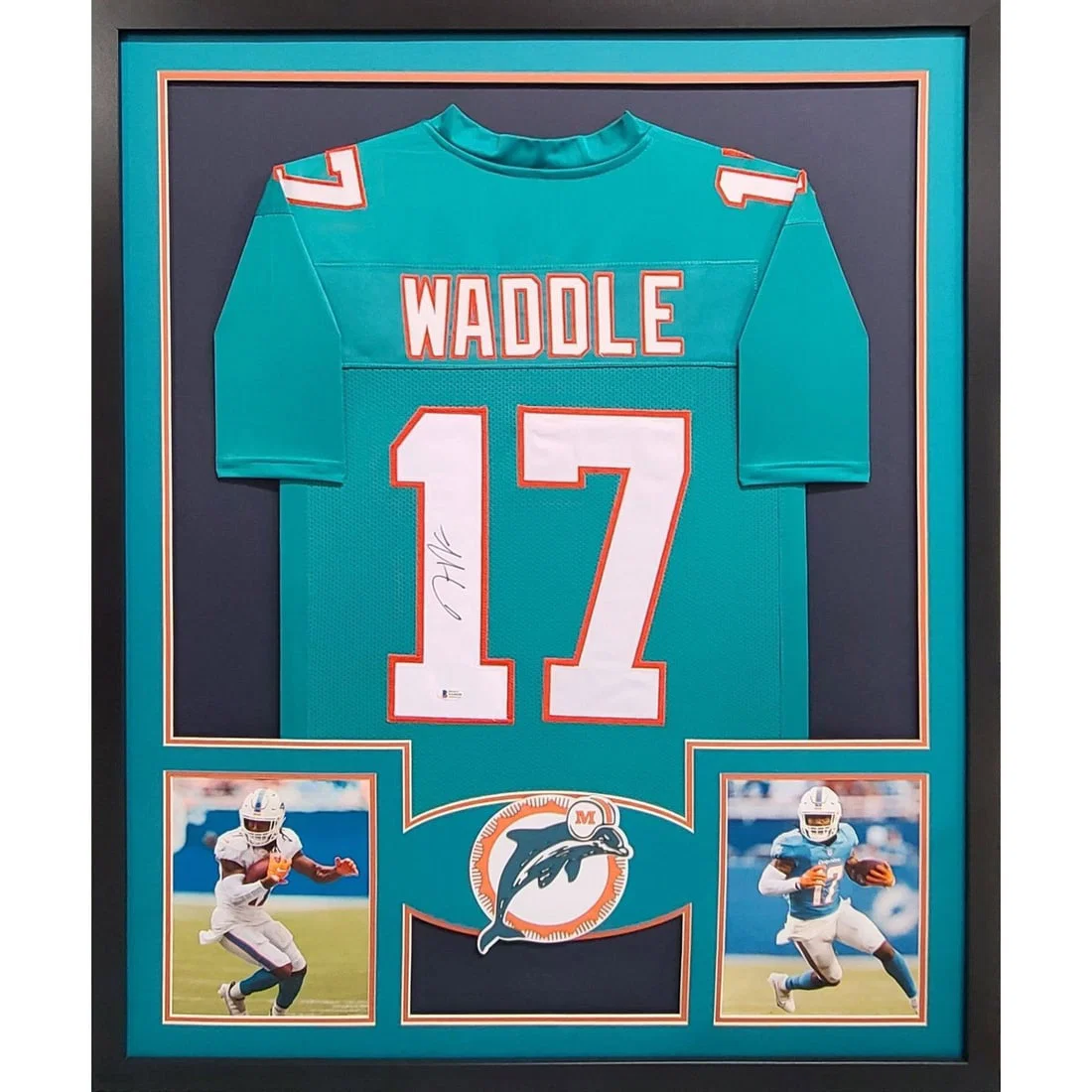 Jaylen Waddle Autographed Framed Jersey Miami Dolphins Beckett Certified