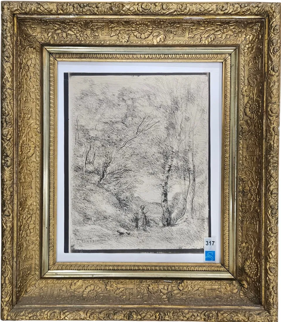 Jean-Baptiste-Camille Corot, The Gardens of Horace Etching