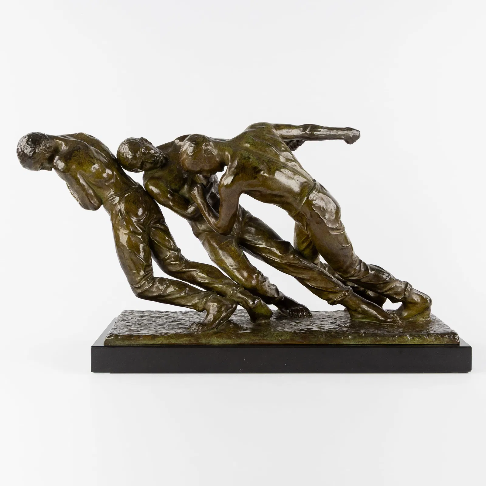 Jean De Bo (1888-1964) 'Barge Haulers', patinated bronze (1931).