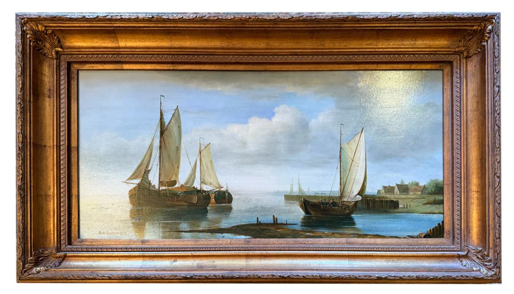 Jean Laurent, Sailboats, Oil on Canvas
