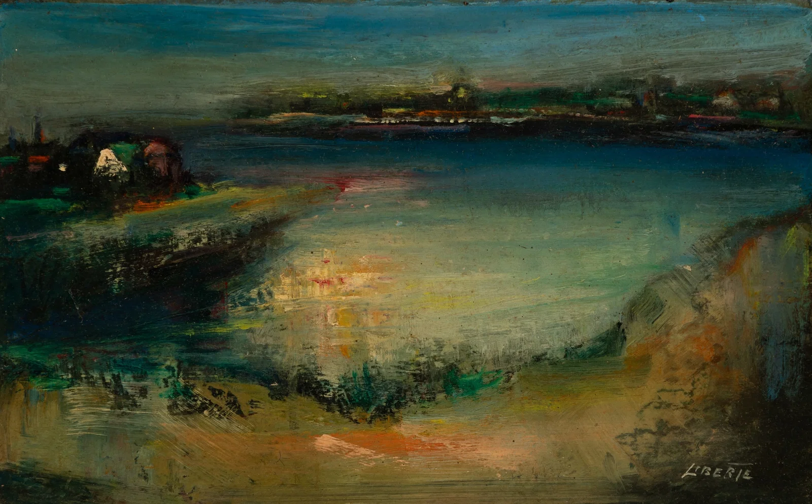 Jean Liberte (Am. 1896-1965), "Monhegan Island" , Oil on board, framed