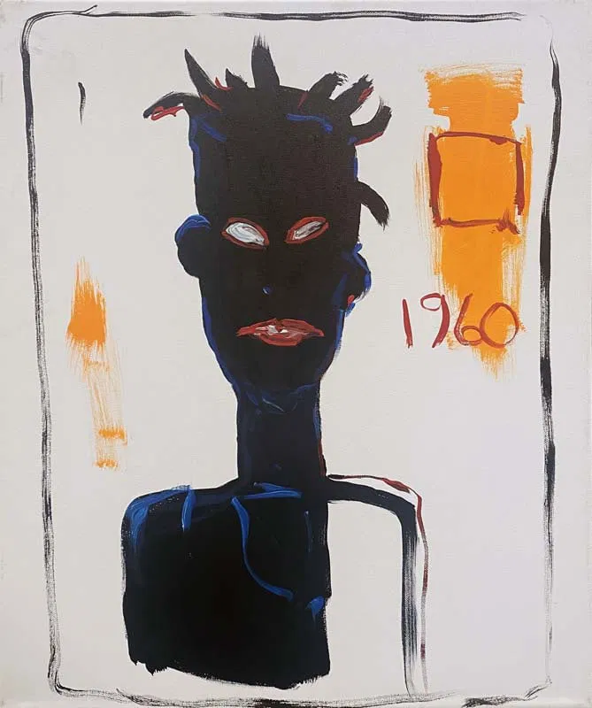Jean-Michel Basquiat (American 1960-1988) oil painting on canvas in the style of Jean-Michel