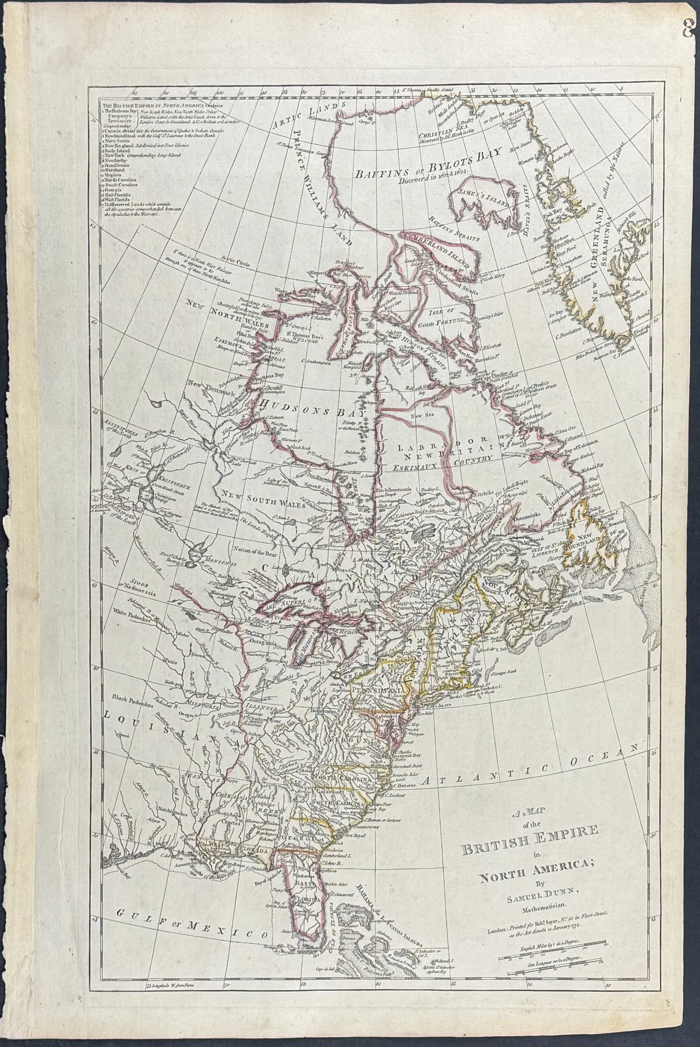 Jefferys, pub. 1775 - A Map of the British Empire in North America (Published January 10, 1774)