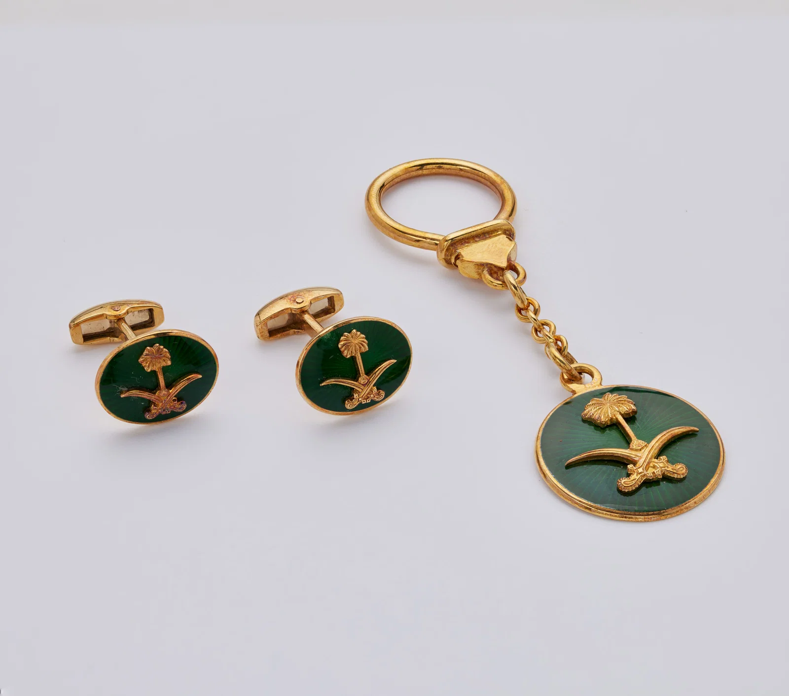 Jerry Weintraub | Asprey, 18k Yellow Gold, and Enamel Cufflinks and Keychain