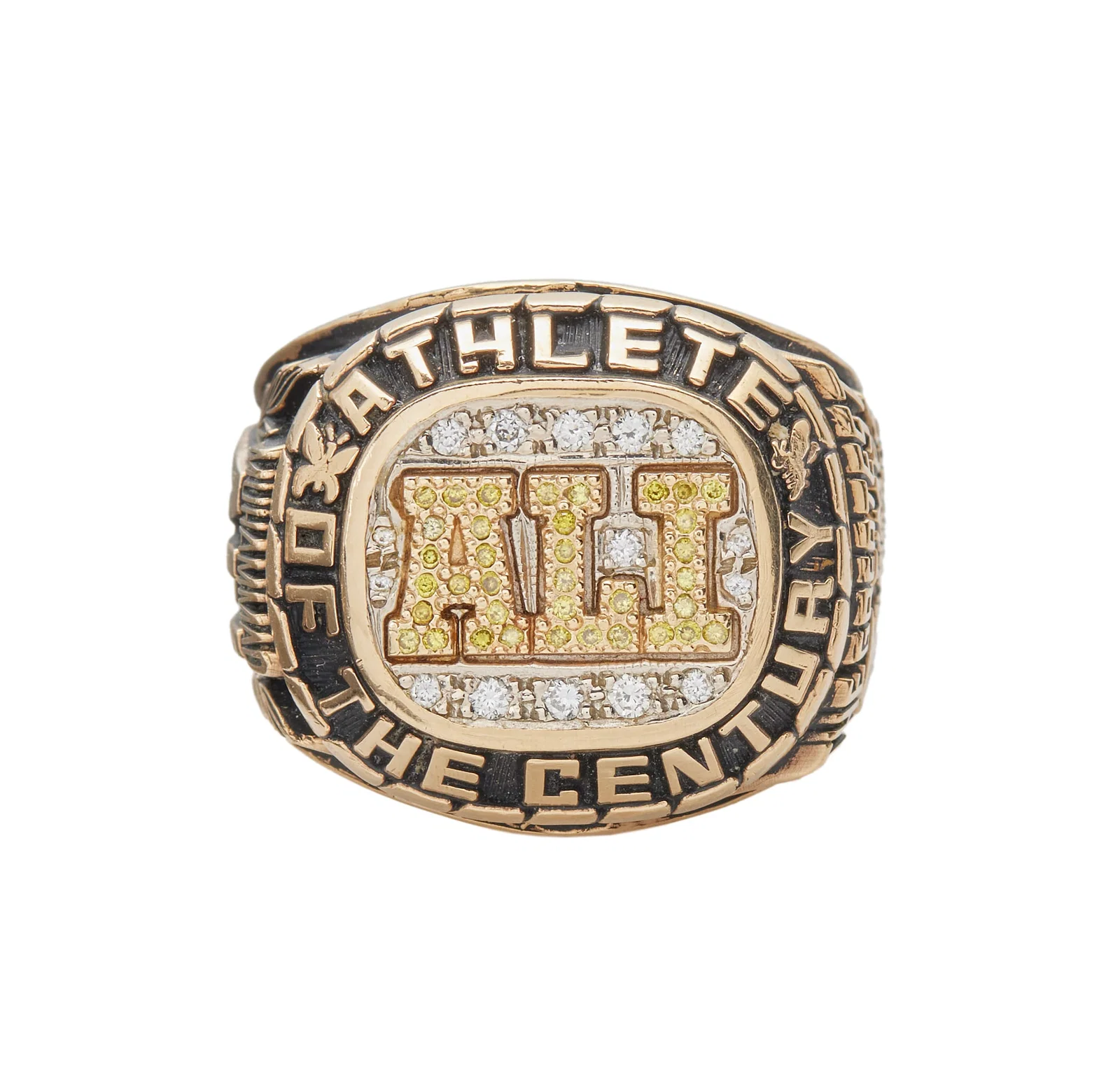 Jerry Weintraub | Muhammad Ali Champion 14K Yellow Gold, Diamond, and Colored Diamond Ring