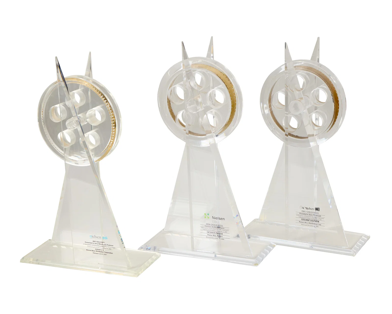 Jerry Weintraub | Ocean's Trilogy Nielsen Gold Reel Awards and Guinness World Record Certificate