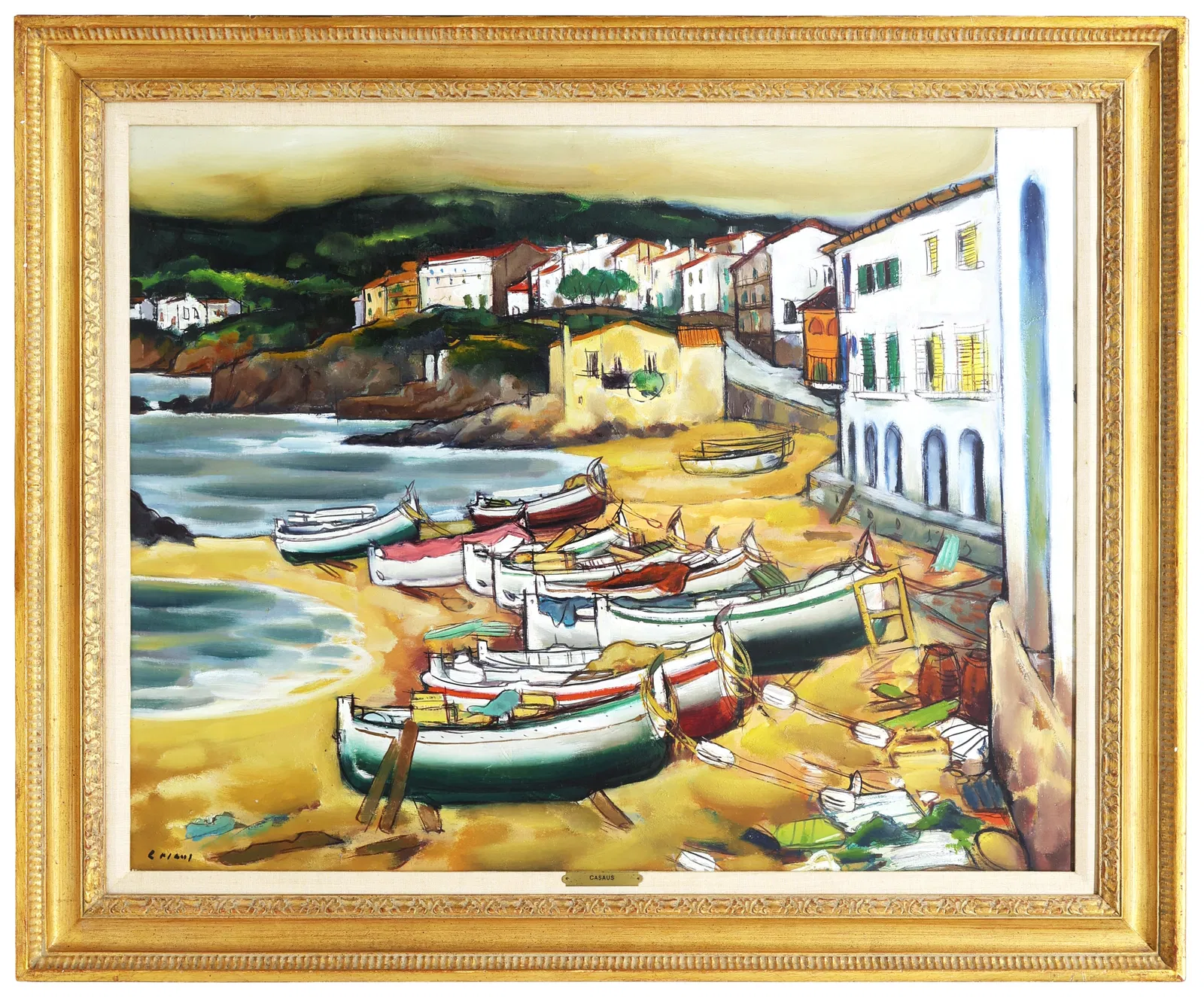 Jesus Mecko Casaus (Spanish, 1926-2002) Cudillero, Oil on Canvas
