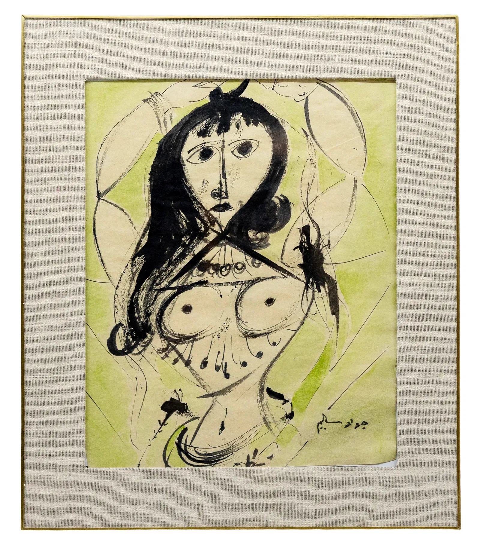 Jewad Selim (Iraqi) Female Figure, Ink and wash on paper