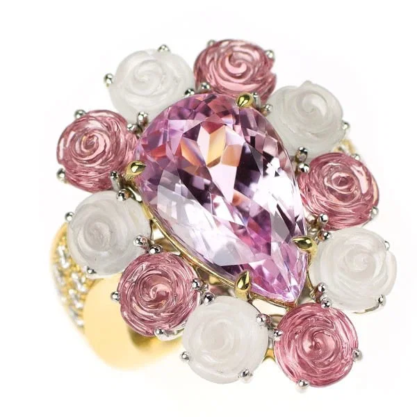 JEWEL STUDIO K18YG/WG KUNZITE QUARTZ PINK TOURMALINE DIALING