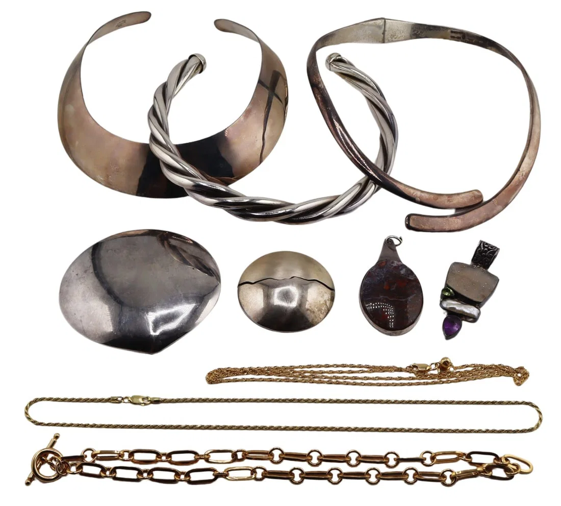 JEWELRY. Collection of Sterling and Gilt Silver