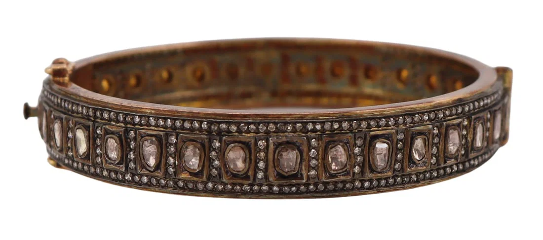 JEWELRY. Indian 14kt Gold Silver and Polki Diamond