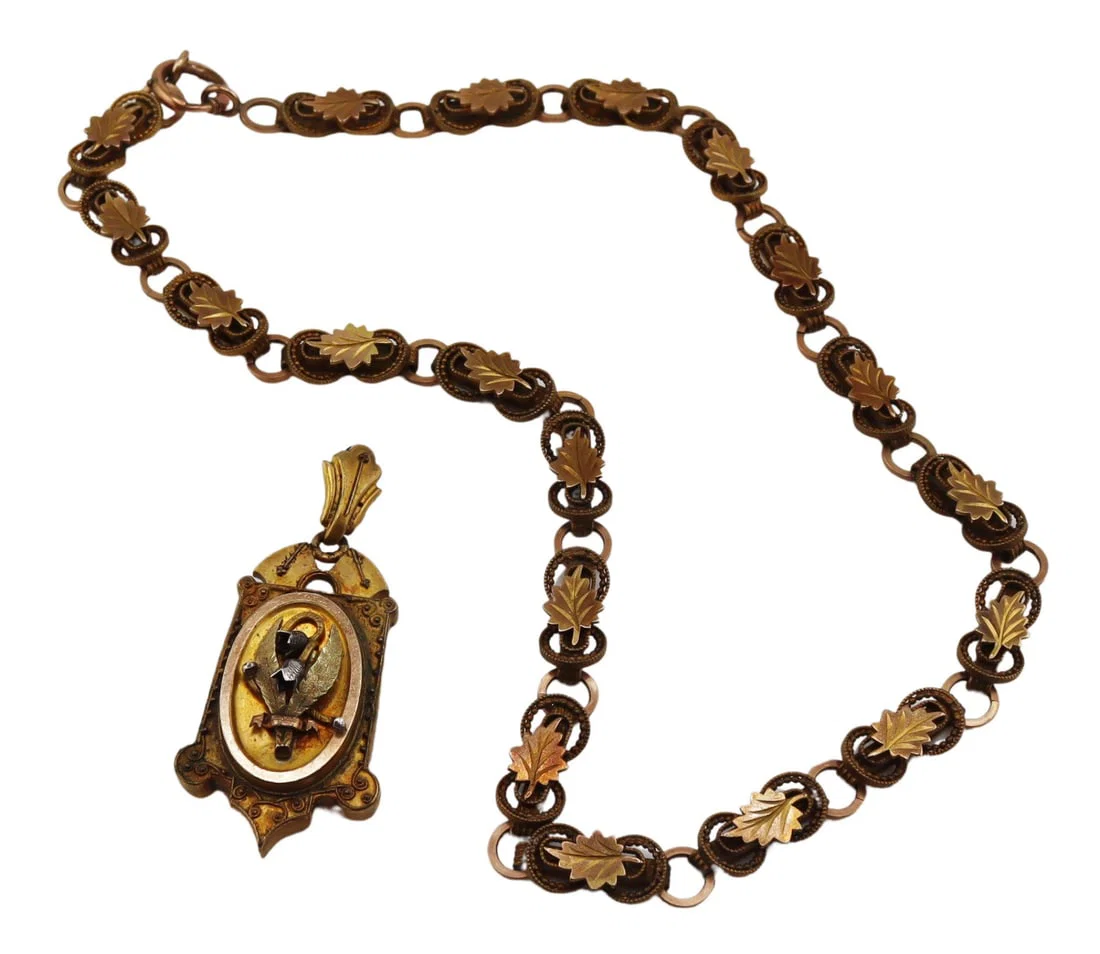 JEWELRY. Victorian Gold-Filled Locket on Chain.