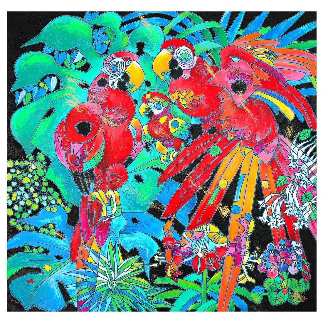 Jian Tie Feng- Serigraph "Birds of Paradise"