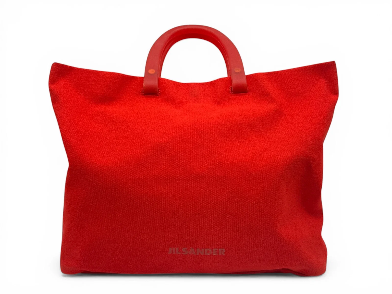 Jil Sander Red Neoprene Utility Tote Bag
