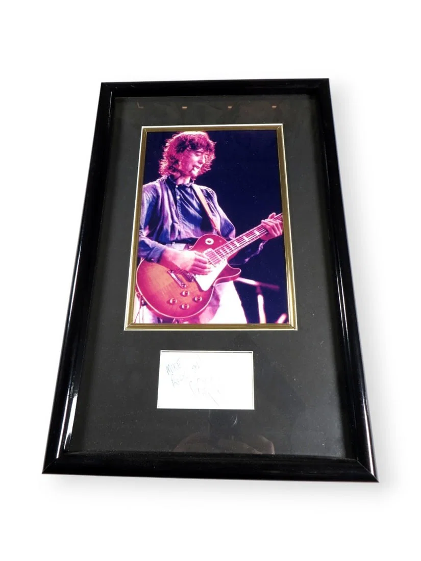 Jimmy Page Signed Framed Cut Signature Photo Led Zeppelin JSA