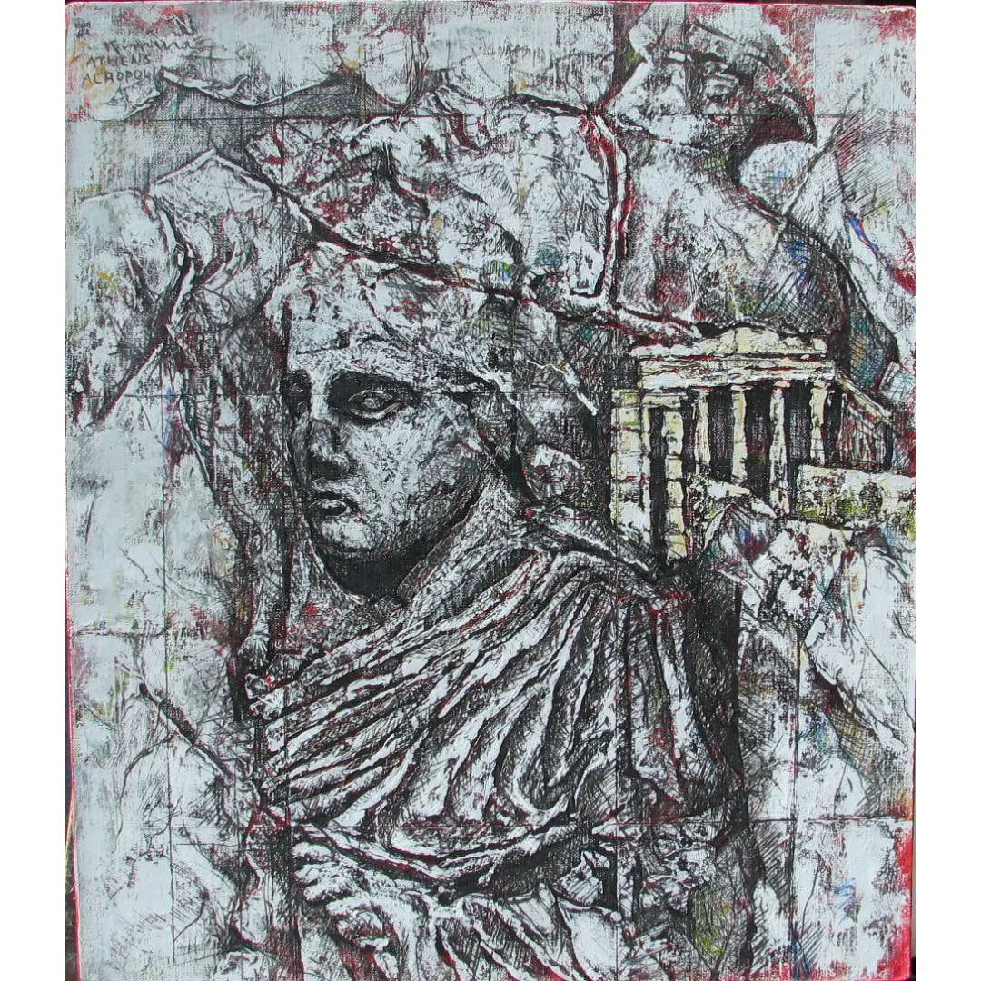 Jiro Kimura Acropolis (2003–2004) F10 Oil on Canvas – Greek Mythology Inspired Avant-Garde Work