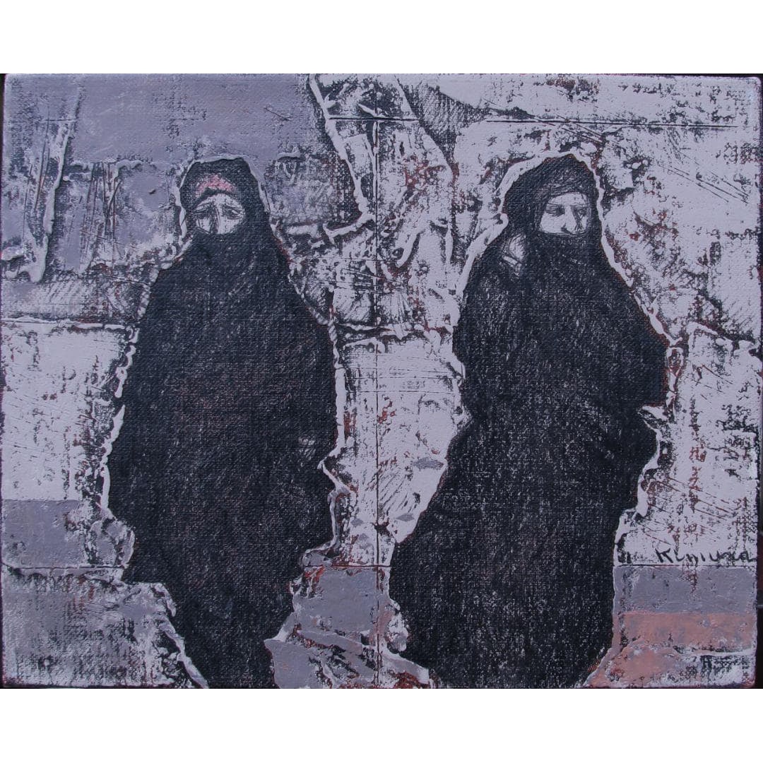 Jiro Kimura "Morocco Desert People" No. 3 Oil Painting