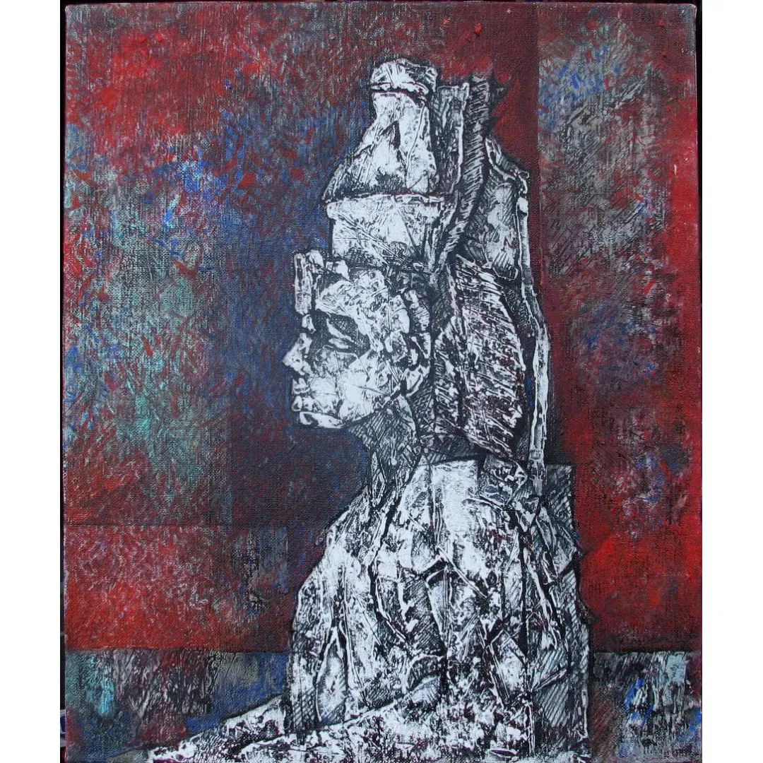 Jiro Kimura "Statue of Abu Simbel" No. 8 Oil Painting