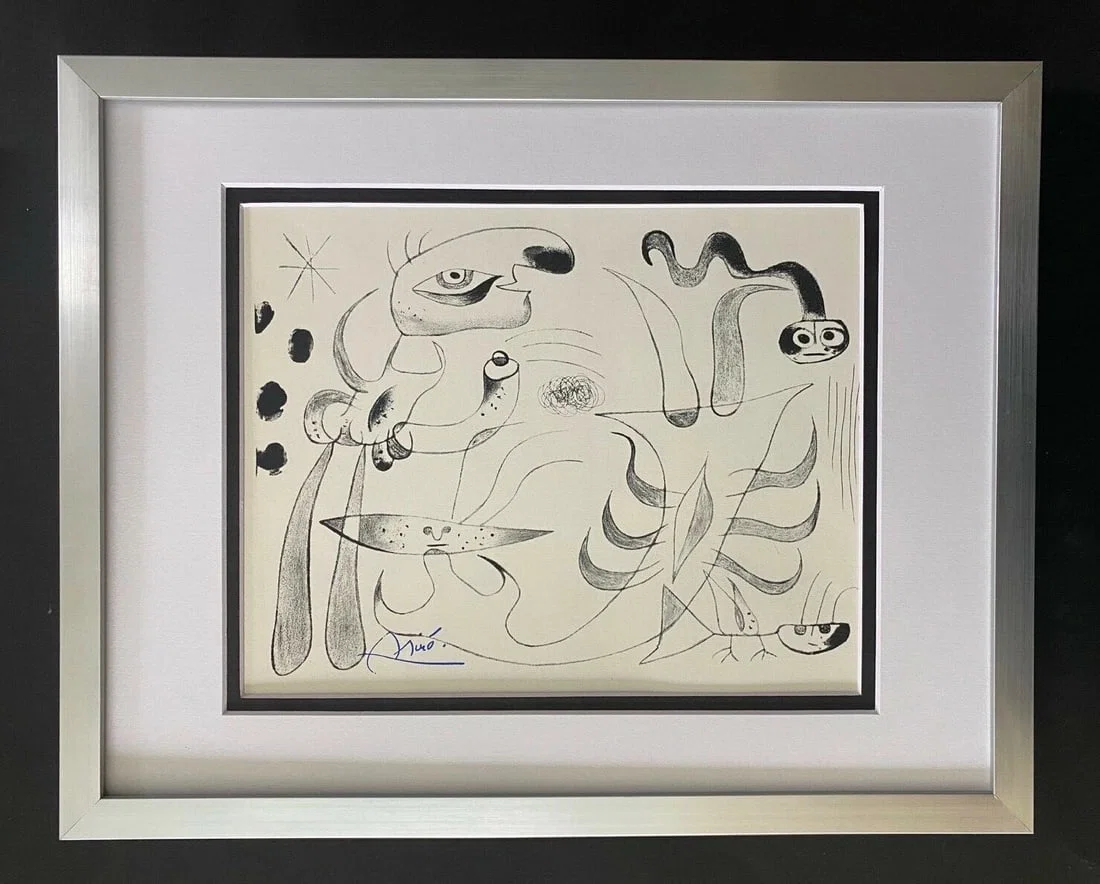 JOAN MIRO 1971 BEAUTIFUL SIGNED PRINT MATTED 11 X 14 WITH FREE FRAMING!