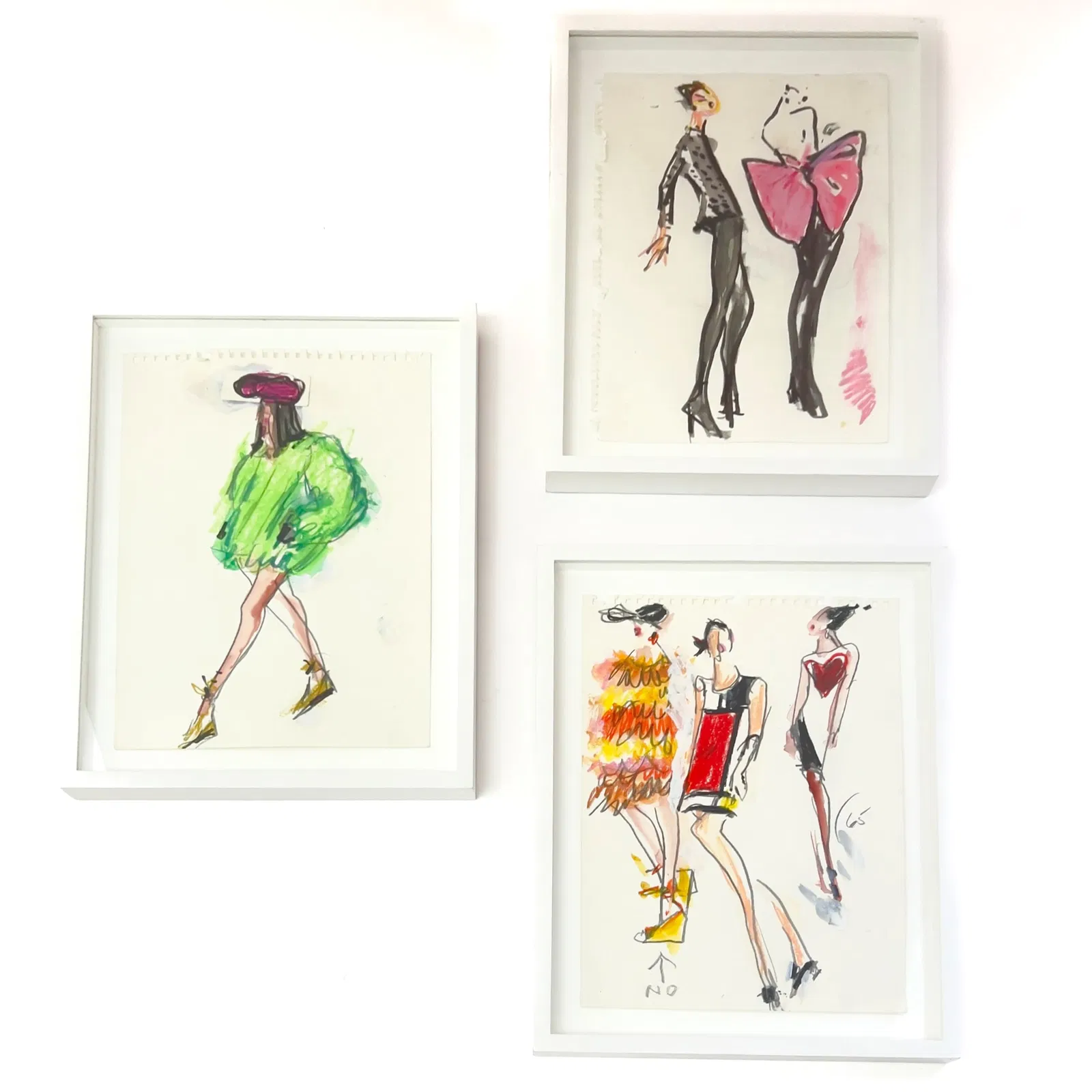 Joe Eula - From Yves Saint Laurent's Final Couture Show, Three Drawings