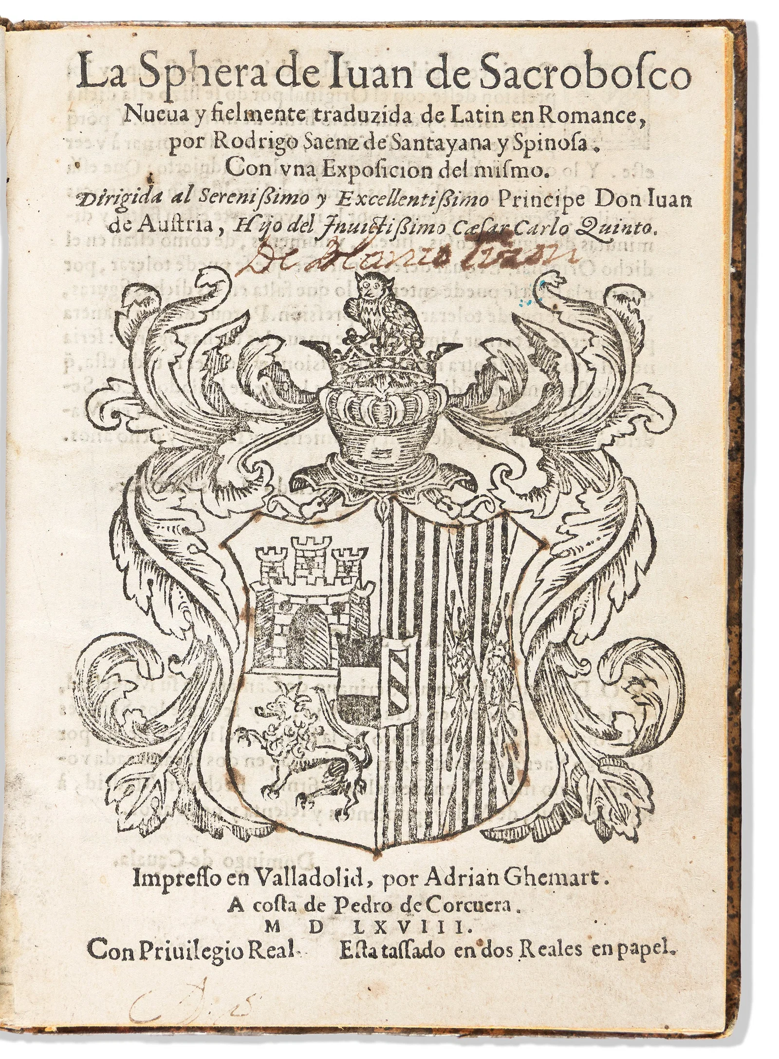 Johannes de Sacrobosco (1195-1256) La Sphera. Rare Spanish Language Edition. Valladolid: Impresso