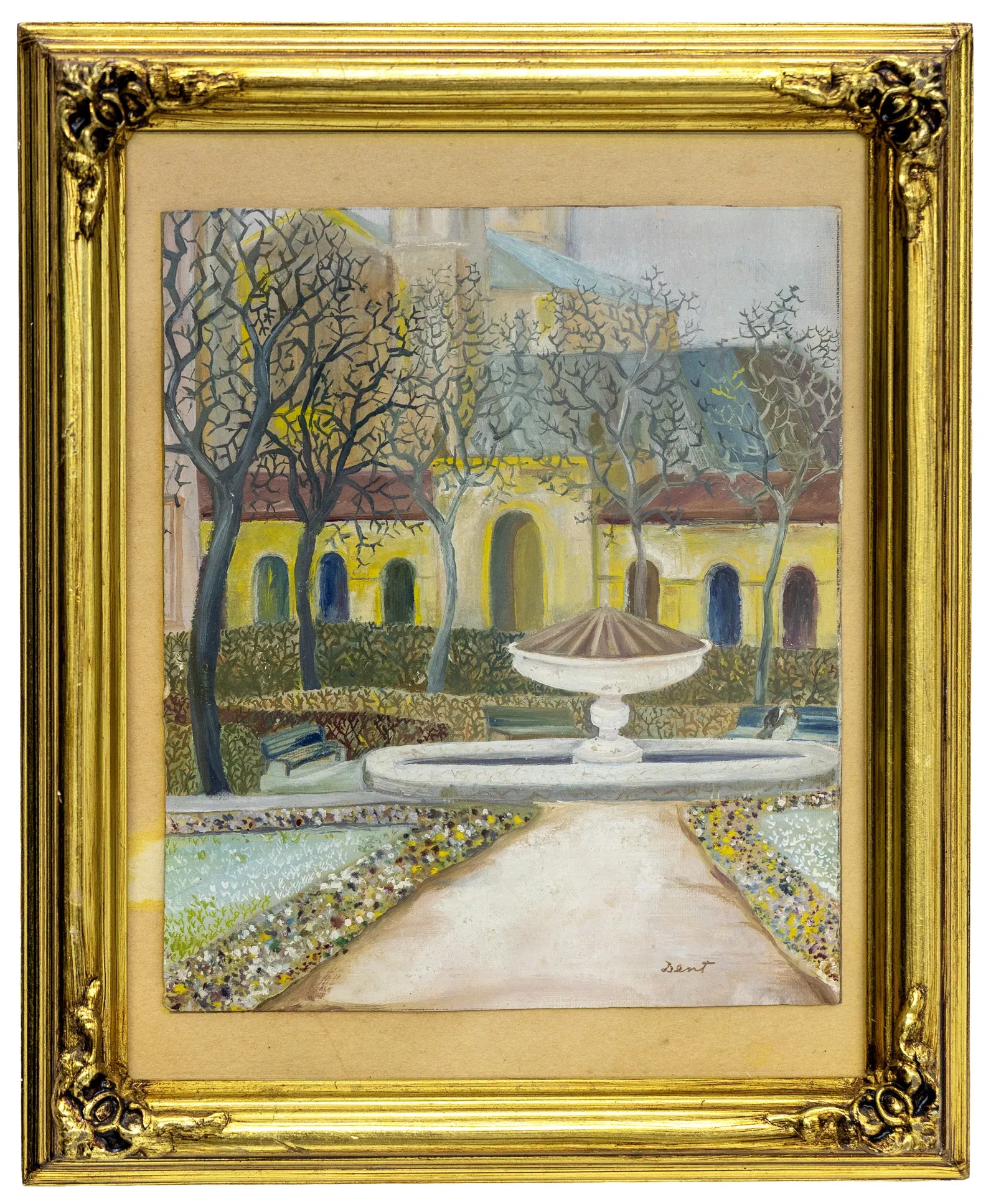 John Dent (Australia) Garden Courtyard Scene, Oil on Paper