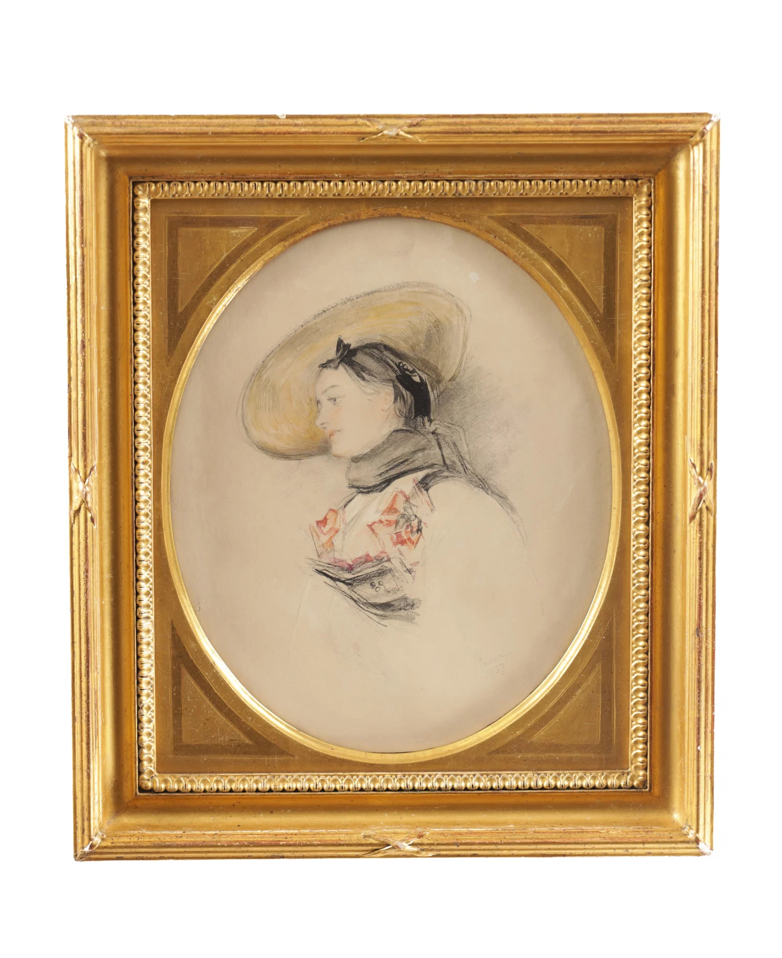 JOHN FREDERICK LEWIS (BRITISH 1805-1876) A MID 19TH CENTURY WATERCOLOUR AND PENCIL PORTRAIT OF A