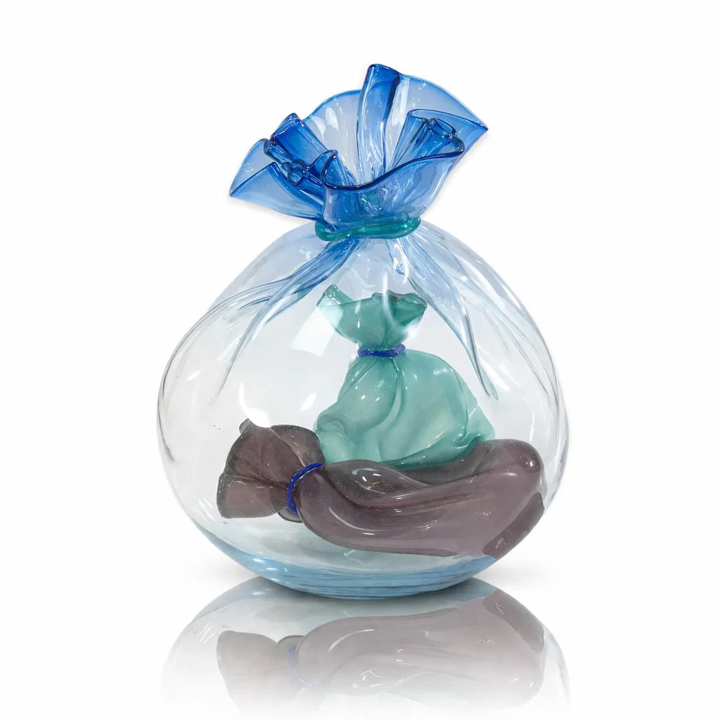 John Littleton and Kate Vogel Large Bag in Bag Series Blue Glass Art