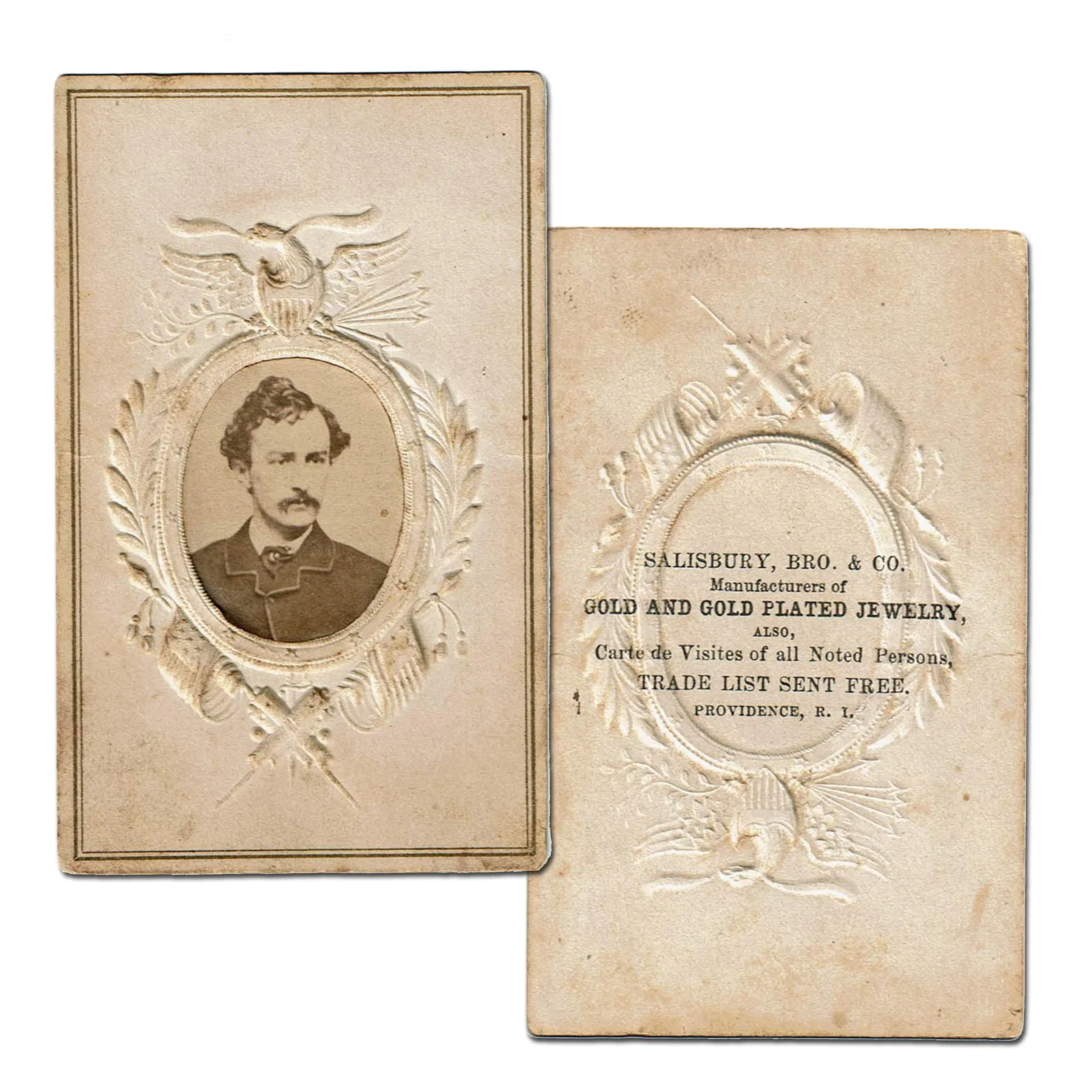 John Wilkes Booth Unusual CDV on Patriotic Mount