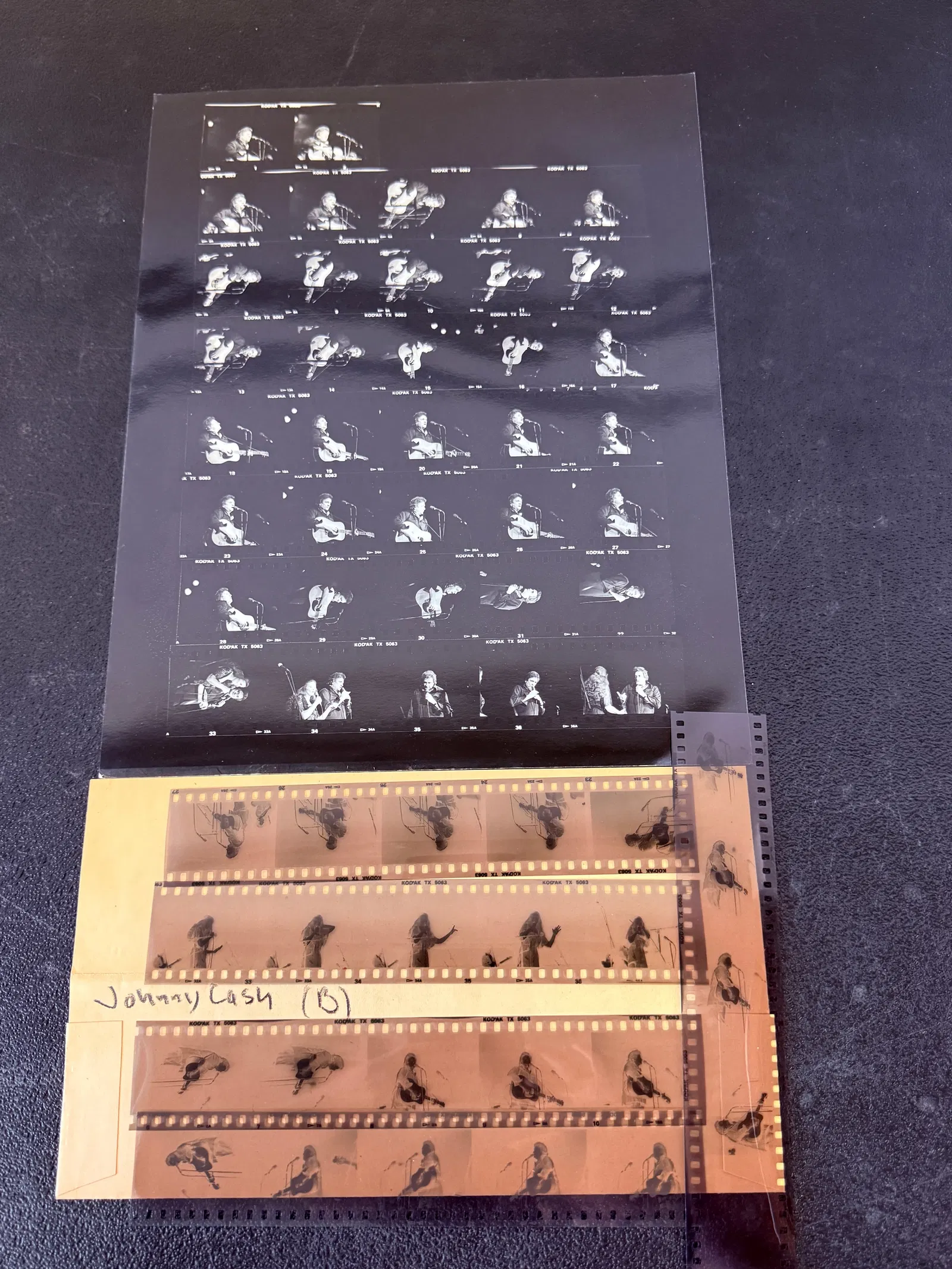 Johnny Cash - Original Concert Performance Photo Negatives and Contact Sheets