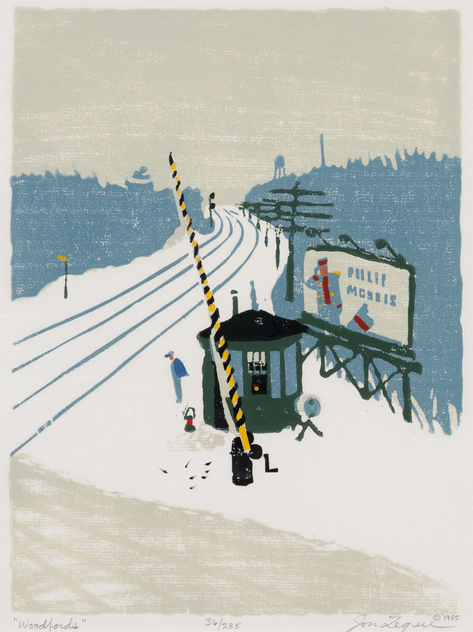 Jon Legere (Am. 1944-1996), "Woodfords" 1985, Silkscreen on paper, framed under glass
