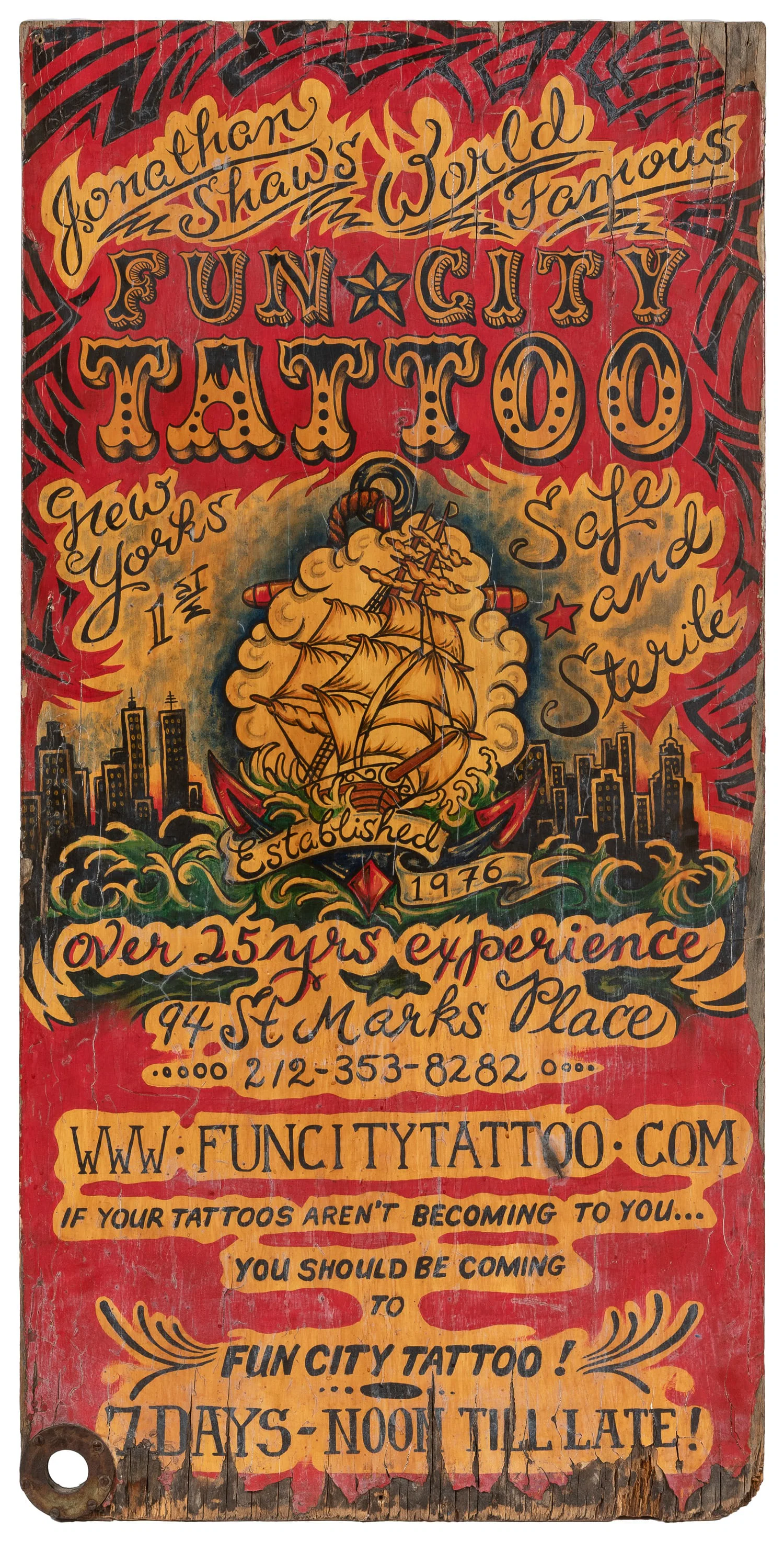 Jonathan Shaw's Fun City Tattoo sign.