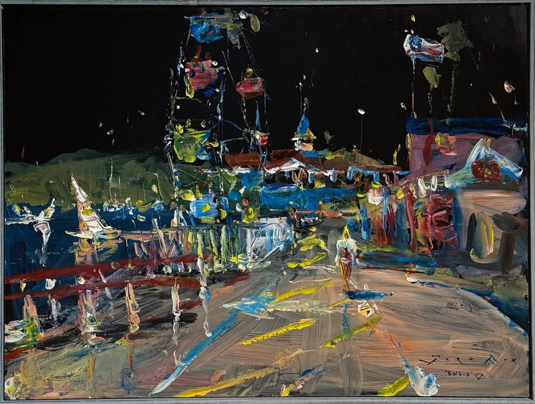 Jorn Fox "Fun Zone at Night, Balboa Island, CA", Signed Original
