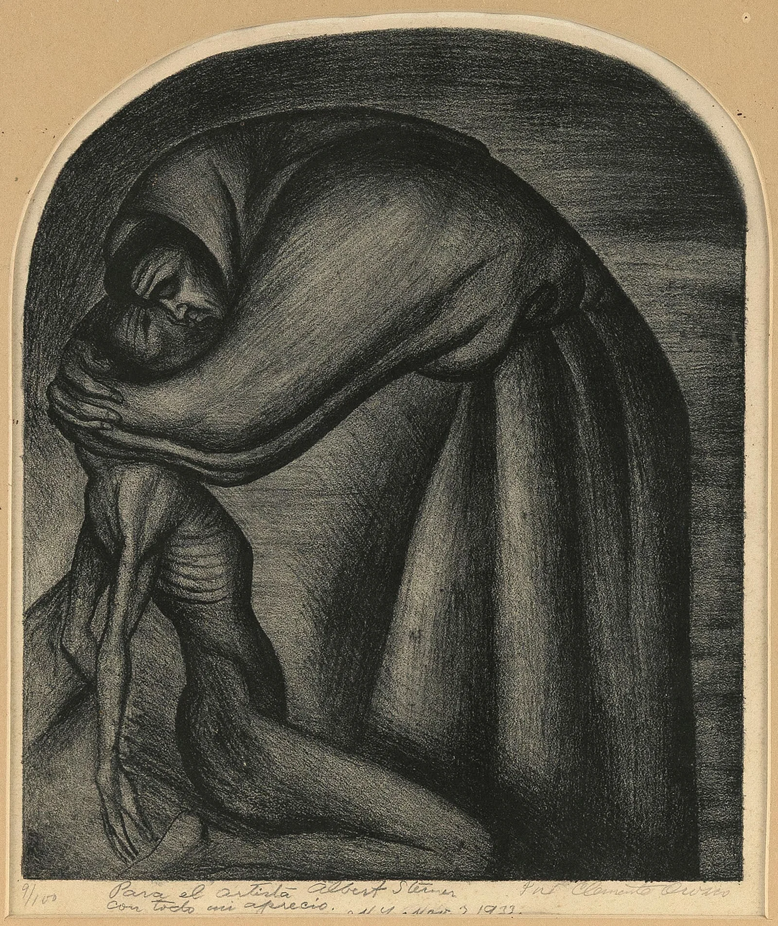 JOSE CLEMENTE OROZCO (Mexico, 1883-1949), "The Franciscan and the Indian", 1926., Lithograph, 12.5"