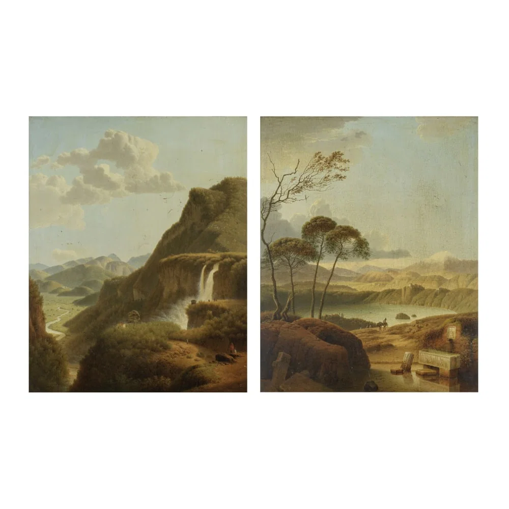 Joseph August Knip (Tilburg 1777-1847 Berlicum) Vue du Lac Albano avec le Castelgandolfo; Vue de...