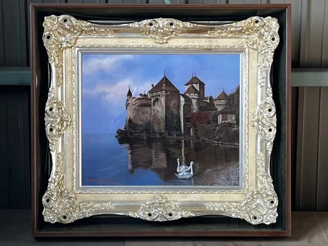 Joseph Hiroshi Nakase (1922– ) No.8 Oil Painting Zion Castle in the Rain (1978), Lake Geneva,