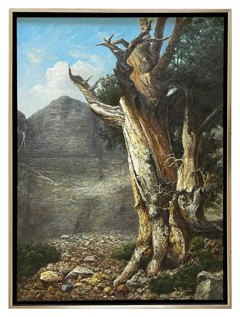 Joseph Merhi Bristlecone-Pine Original Oil Painting on Canvas 1999 Framed