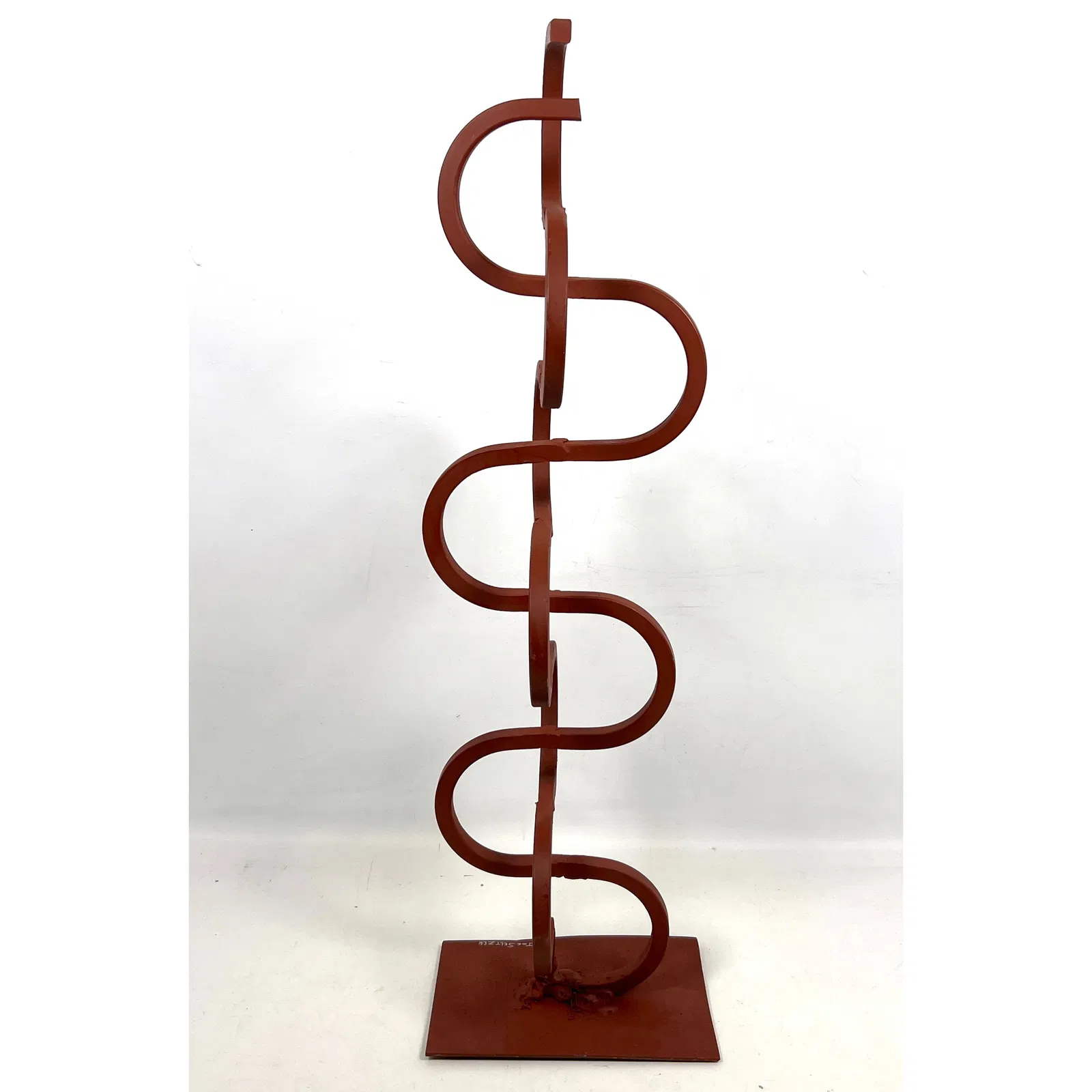 JOSEPH SELTZER Double Squiggle Sculpture. Painted Welded Metal Industrial Sculpture. "Red Curves". A