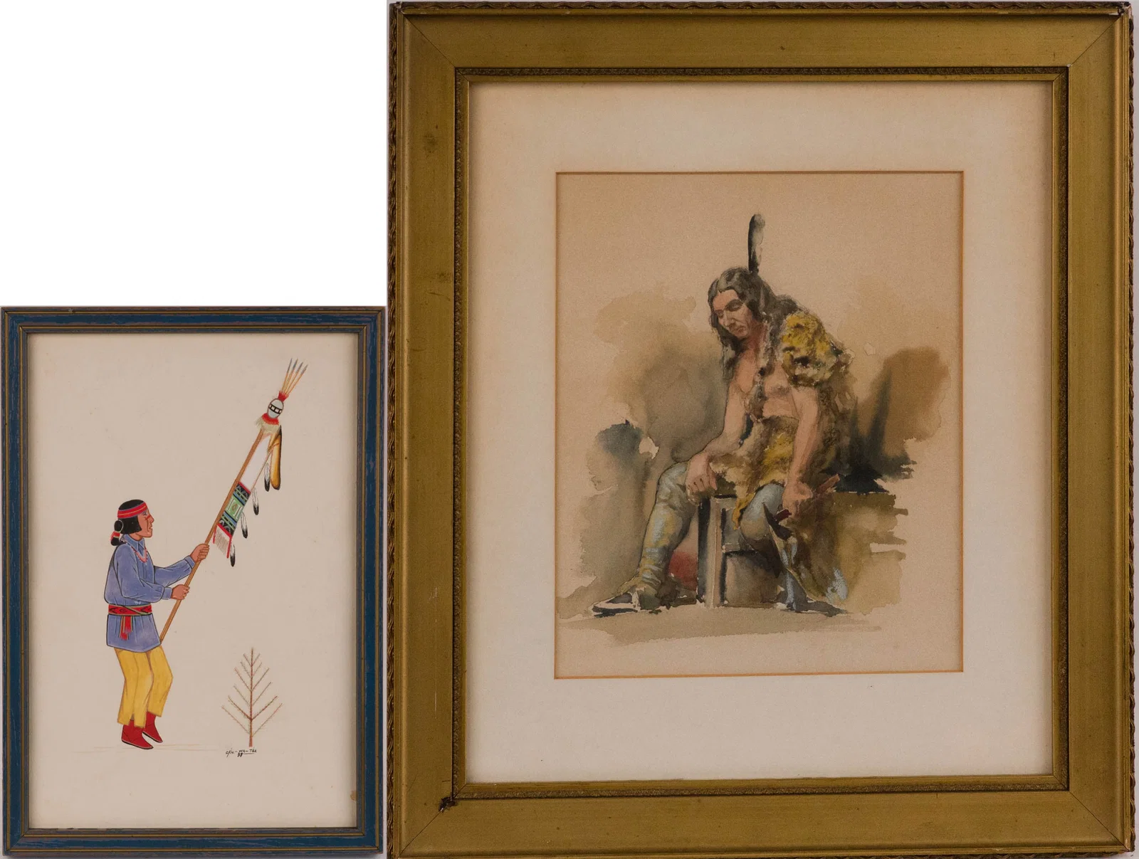Joseph (White Cloud) Tafoya, American 1922-2000, Dancing Native American, Mixed Media on Paper