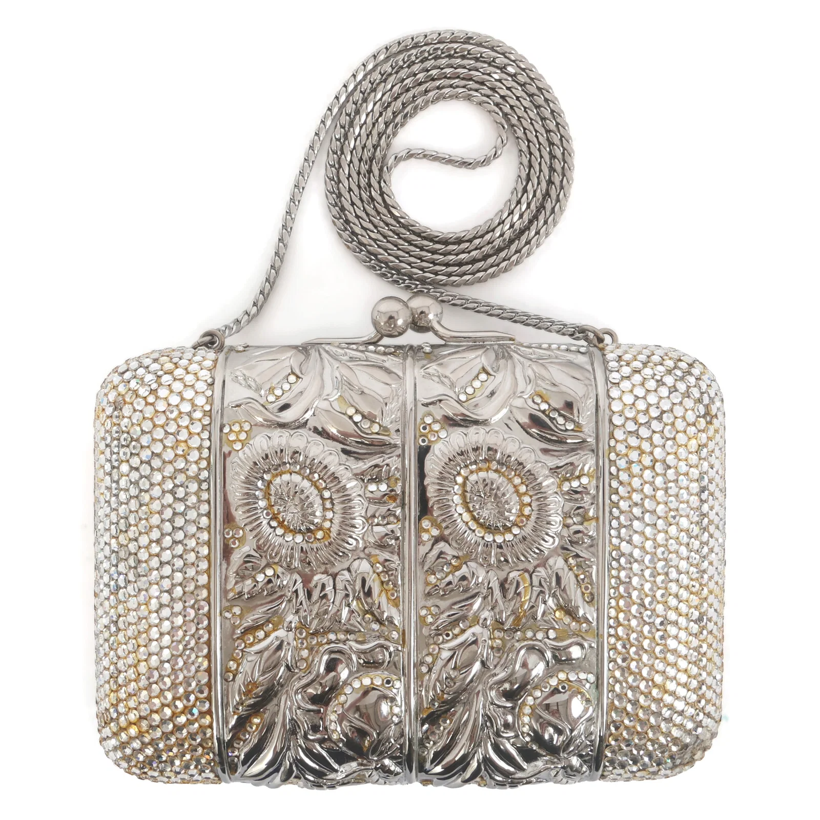 JUDITH LEIBER SWAROVSKI CRYSTAL FLORAL THEME CLUTCH