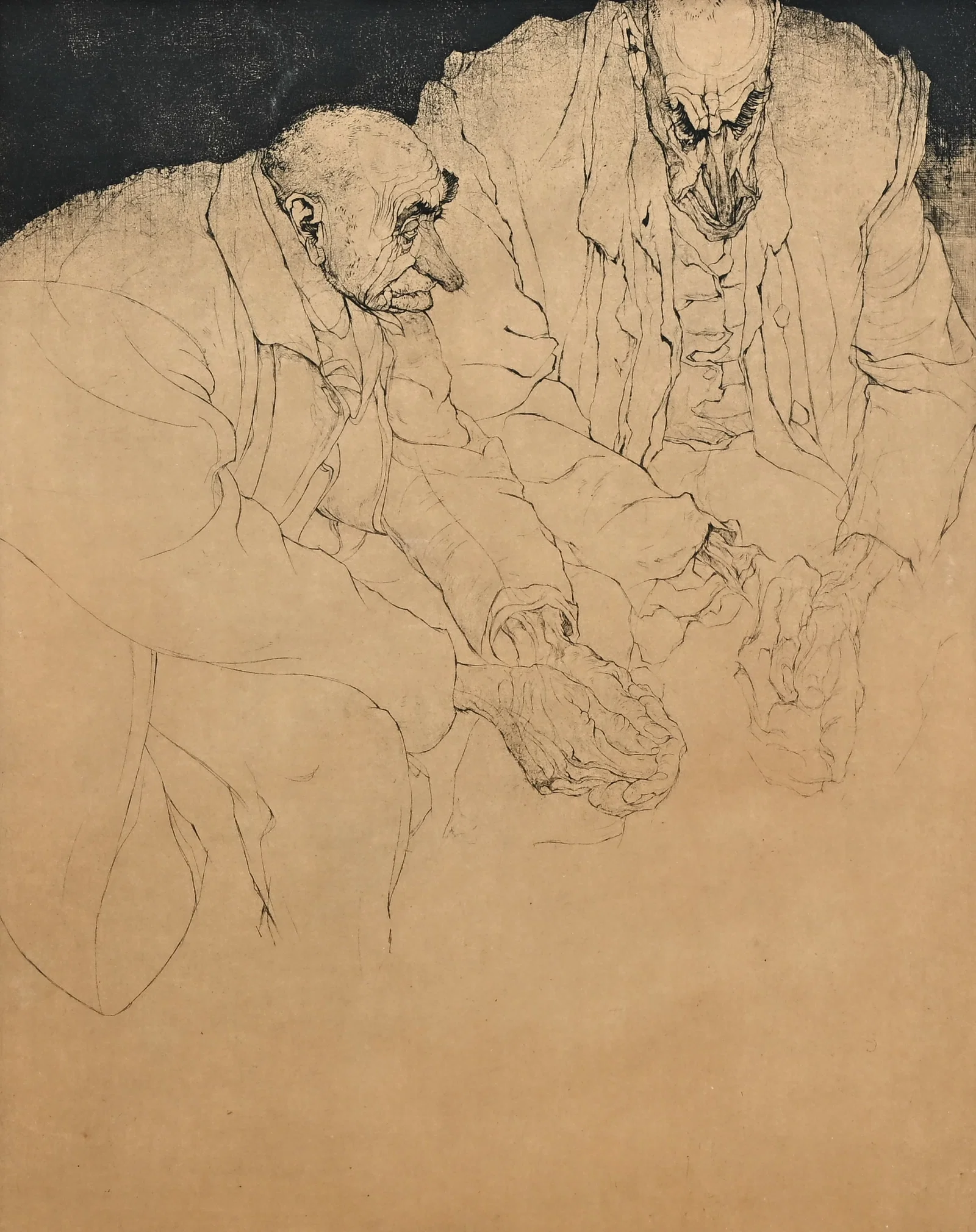 Jules DE BRUYCKER (1870-1945), Sceptiques, etching, signed and numbered 11/75