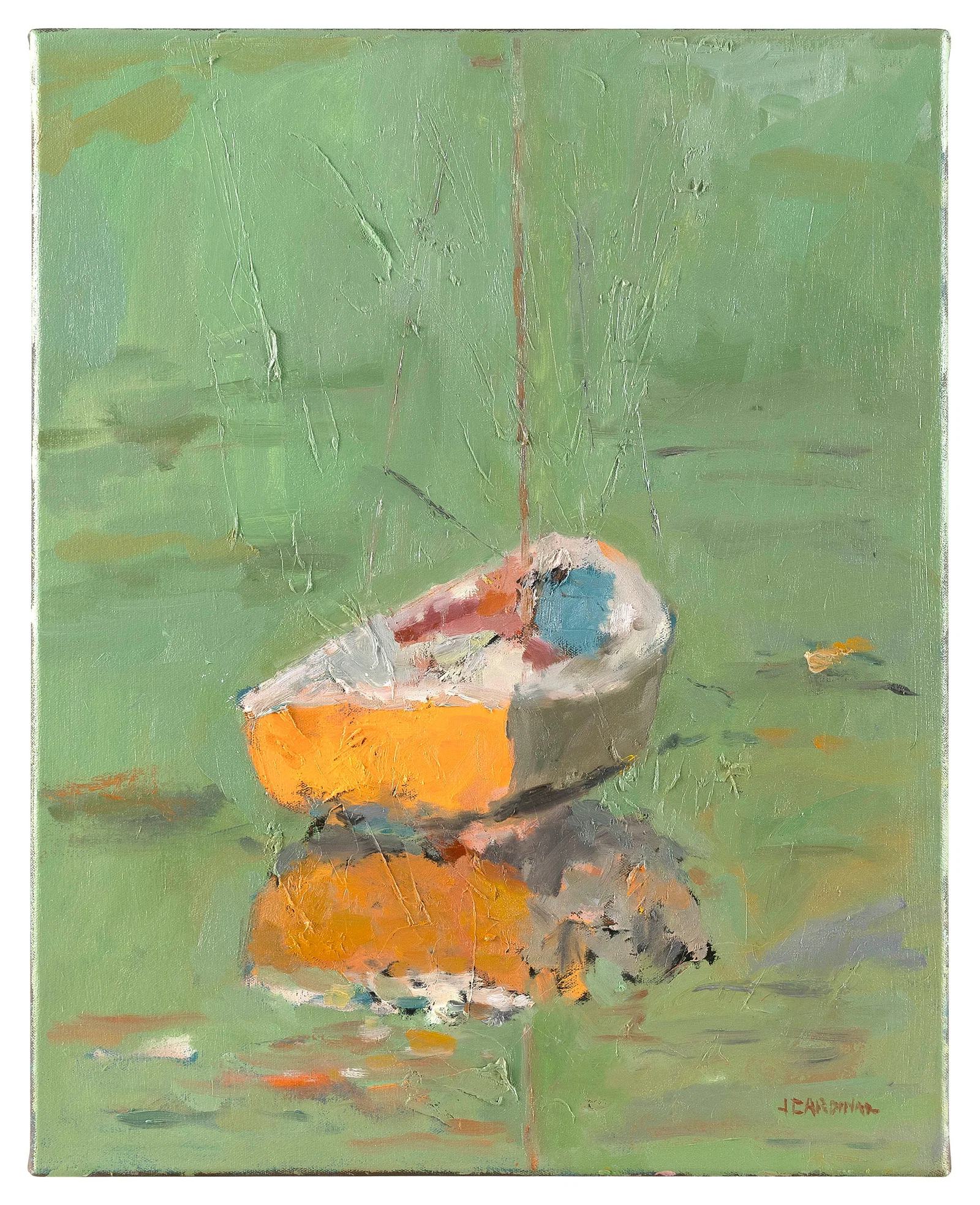 JULIAN CARDINAL (Massachusetts/Vermont, 1989-), "Quiet Harbor"., Oil on canvas, 20" x 16". Unframed.