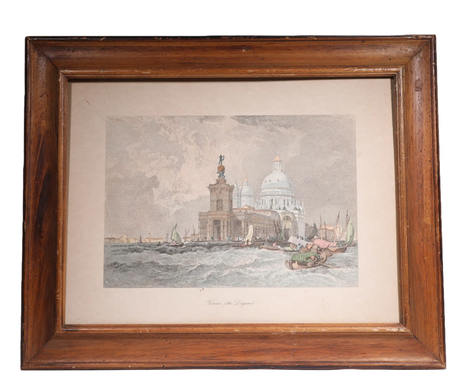 JULIUS LEBLANC STEWART (ATTRIBUTED) 1855-1919 VENICE (THE DOGANA) HAND-COLORED STEEL ENGRAVING