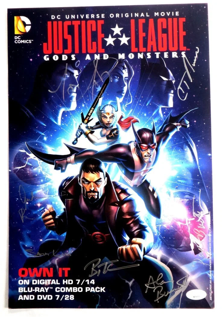 Justice League Gods and Monsters 10x15 Autographed Poster 7 Signatures JSA