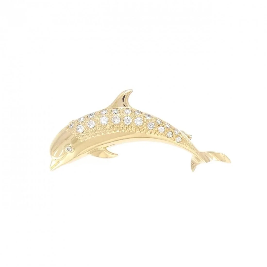 K18YG DOLPHIN DIAMOND BROOCH