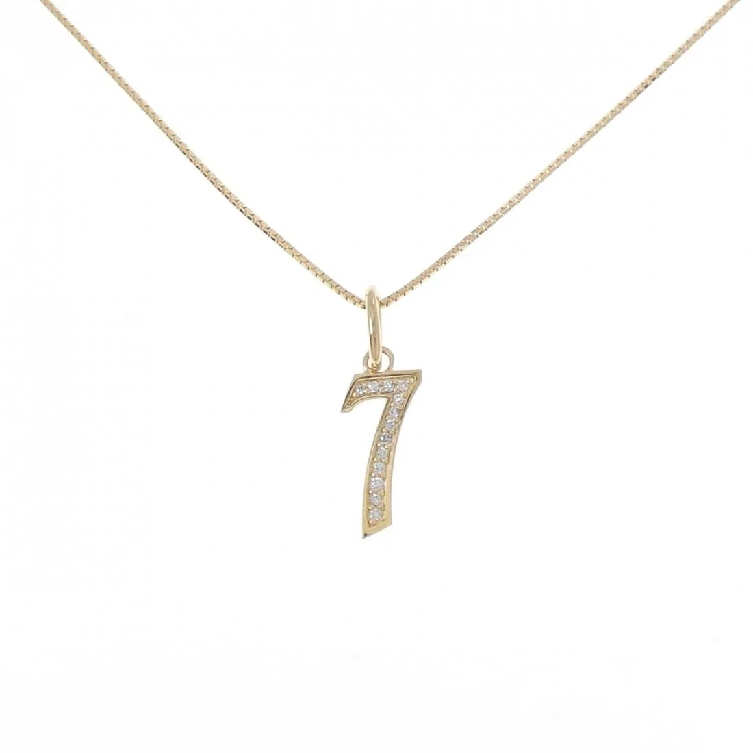 K18YG NUMBER 7 DIAMOND NECKLACE