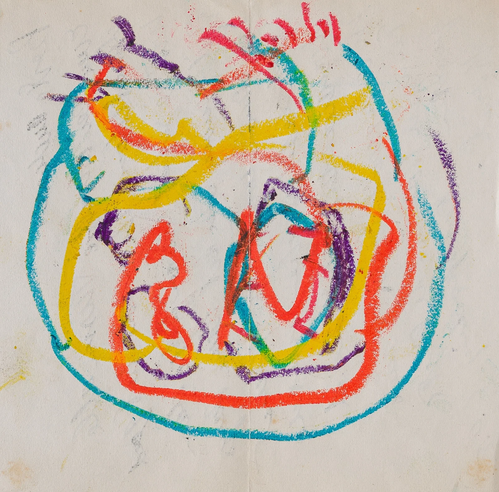 Karel Appel (1921-2006): Untitled, crayon on paper with correspondence on the back, ca. 1963