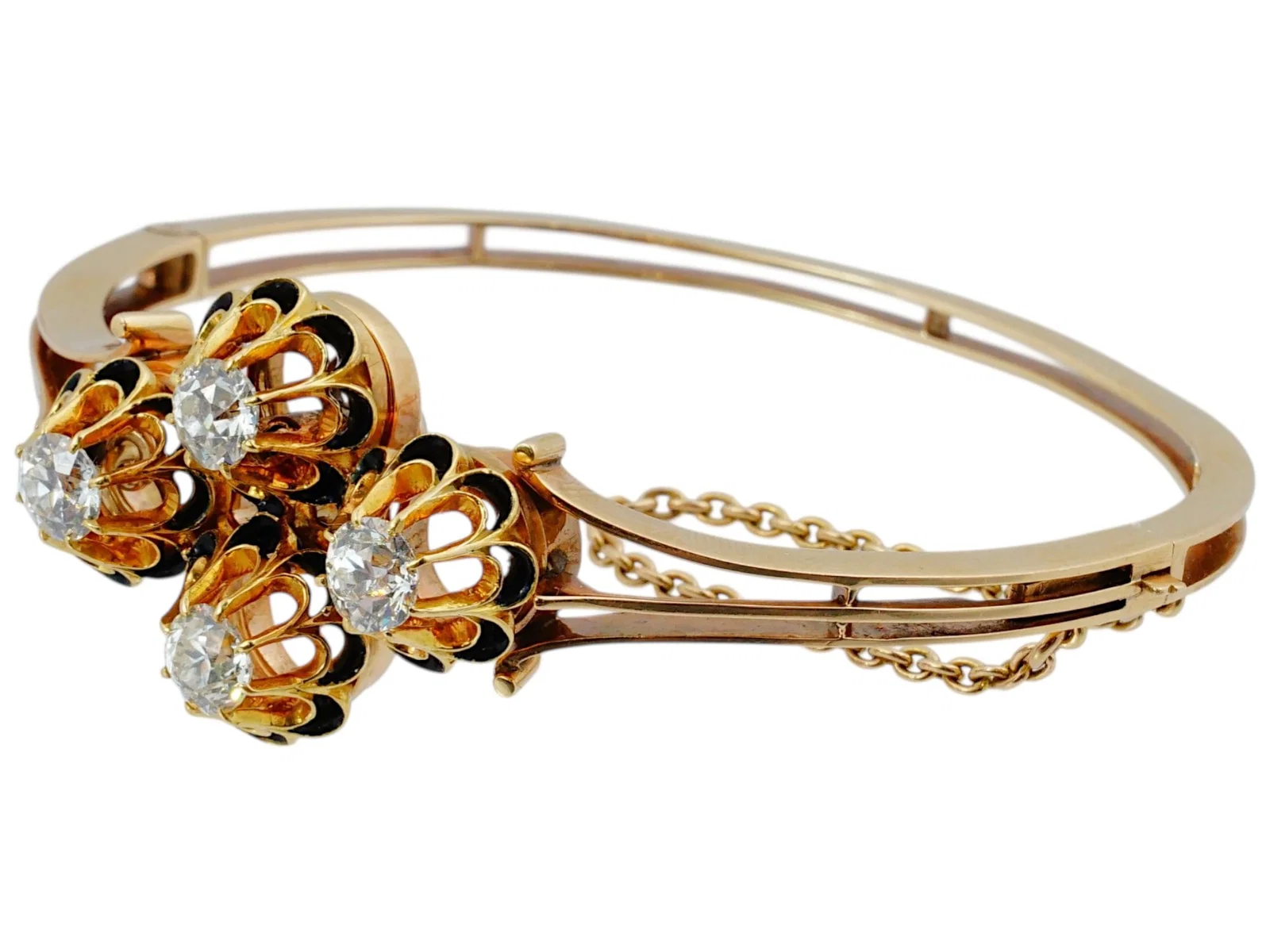 KARL LINKE RUSSIAN 56 GOLD ENAMEL BANGLE PENDANT